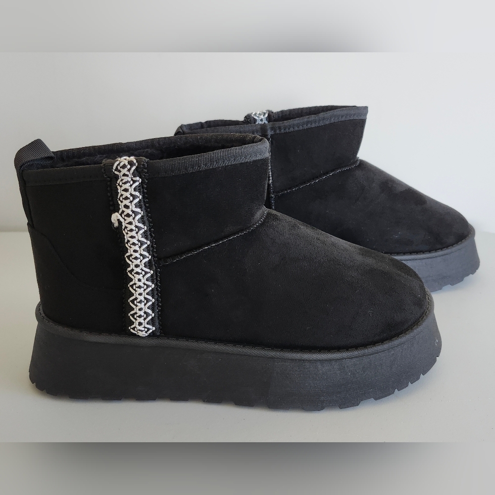 Samilor Platform Mini Boot Black Women's Size 9